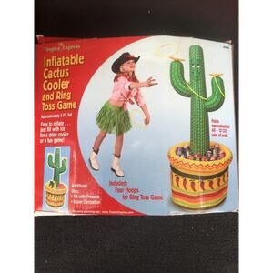 Inflatable Cactus Cooler and Ring Toss Game Multicolor Summer Party Backyard 5’